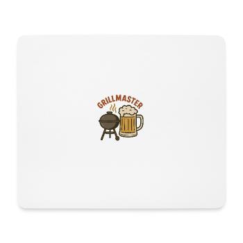 Grillmeister – Bier und Grillmotiv - Mousepad (Querformat) - Weiß - Vorne
