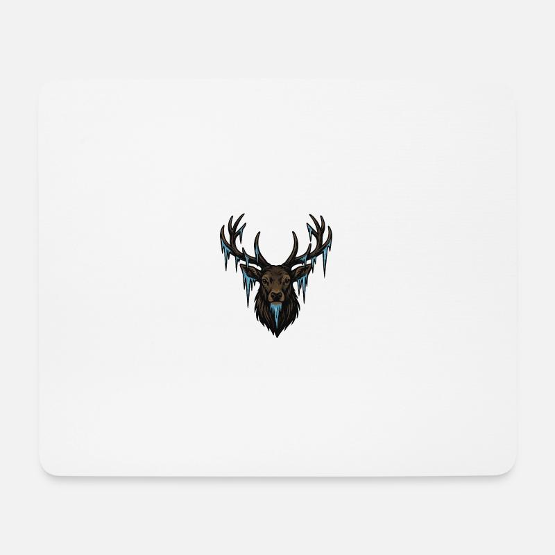 Eiszapfen Hirsch Kopf - Mousepad (Querformat) - Weiß