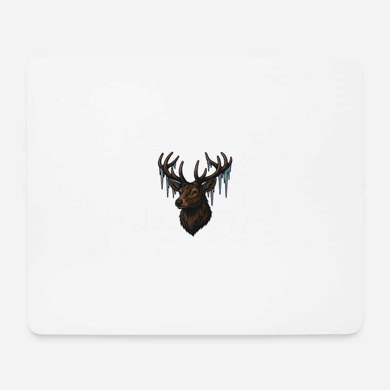 Eisiger Hirschkopf - Mousepad (Querformat) - Weiß