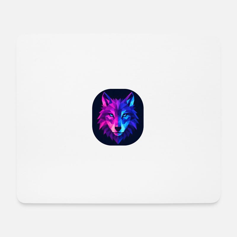 Lupus Wolf Neon Geomuster - Mousepad (Querformat) - Weiß