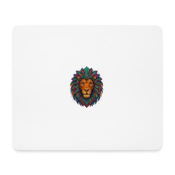 Mandala lion – colorful head - Mouse Pad (horizontal) - white - Front