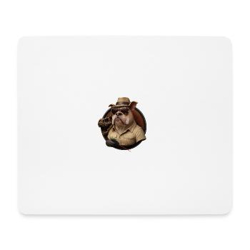 Bouledogue d’aventure en tenue safari - Tapis de souris (format paysage) - blanc - Devant