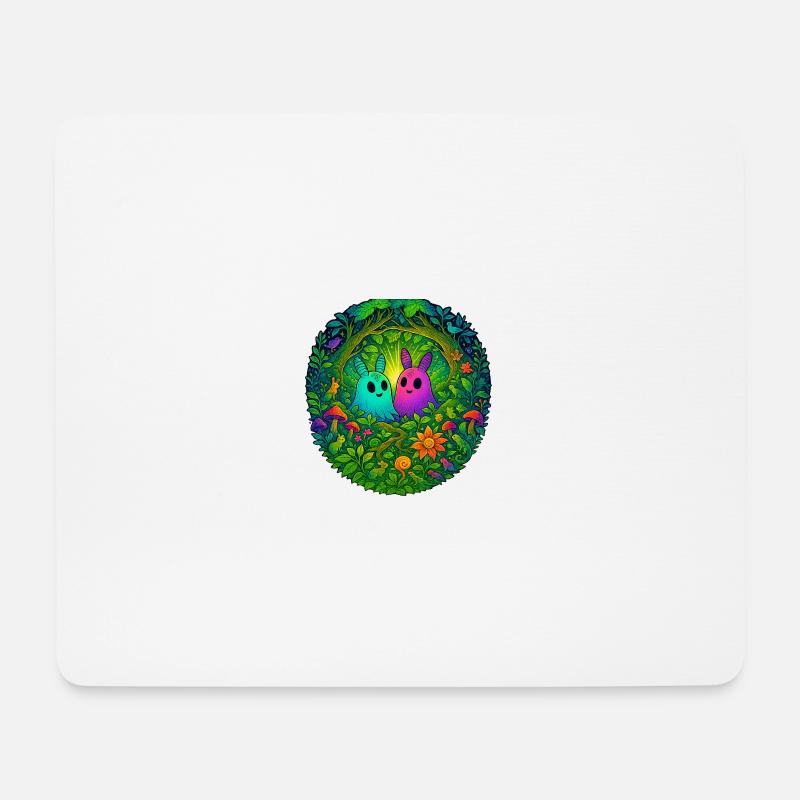 Glowing creatures in the enchanted forest - Mouse Pad (horizontal) - white