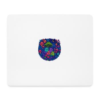 Neon Monster Freunde im Pilzwald - Mousepad (Querformat) - Weiß - Vorne