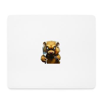 Hamster d’horreur avec fourchette - Tapis de souris (format paysage) - blanc - Devant