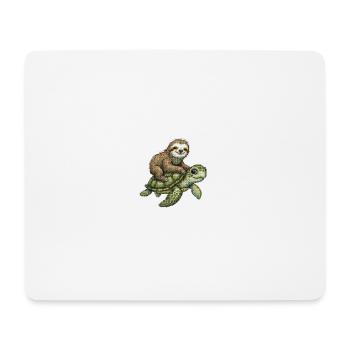 Sloth on turtle illustration - Mouse Pad (horizontal) - white - Front