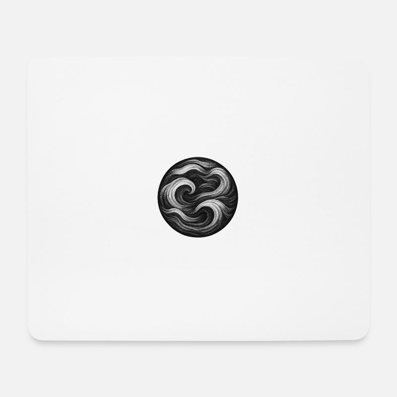 Schwarz-Weißes Tourbillon - Mousepad (Querformat) - Weiß
