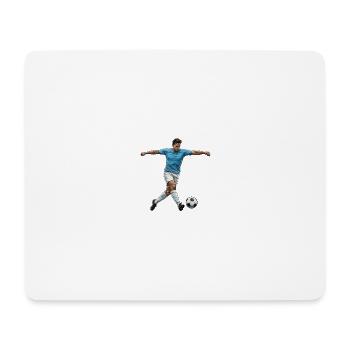 fussballspieler-blau-trikot-torschuss-comic-sti - Mousepad (Querformat) - Weiß - Vorne