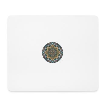 Mandala Kreis Muster in Blau Gold - Mousepad (Querformat) - Weiß - Vorne