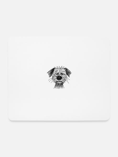 Skizze Hundeporträt erschöpft - Mousepad (Querformat) - Weiß