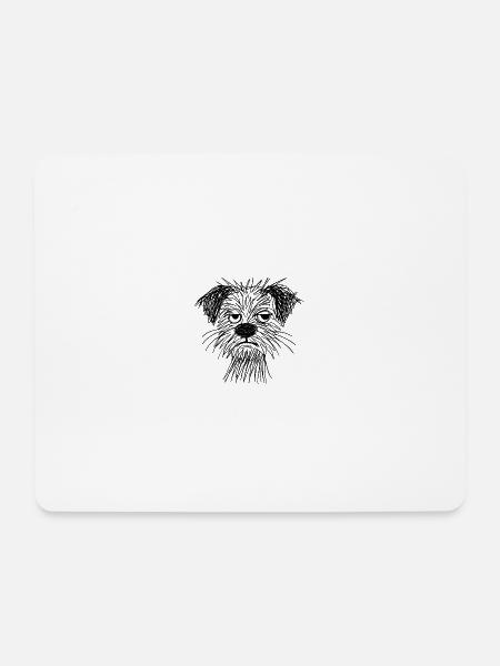Skizze Hundeporträt Muffel - Mousepad (Querformat) - Weiß
