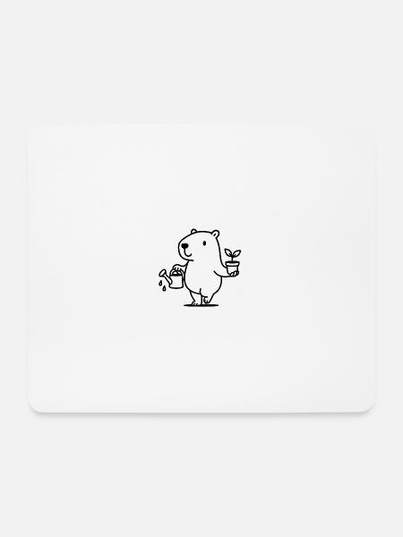Süßes Wasserschwein als Gärtner - Mousepad (Querformat) - Weiß