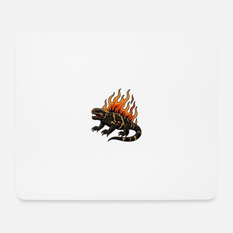 Flammen Gila-Krustenechse - Mousepad (Querformat) - Weiß