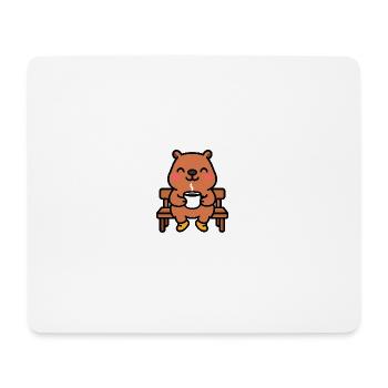 Capybara on a coffee bench - Mouse Pad (horizontal) - white - Front