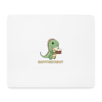 Dino avec un gâteau d’anniversaire - Tapis de souris (format paysage) - blanc - Devant