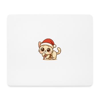 Chat de Noël Kawaii - Design de Noël mignon - Tapis de souris (format paysage) - blanc - Devant