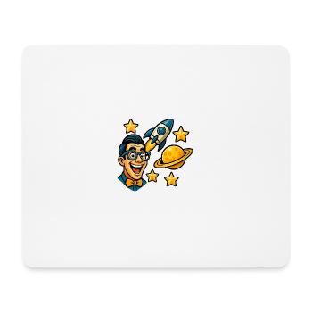 Weltraumenthusiast mit Brille - Mousepad (Querformat) - Weiß - Vorne