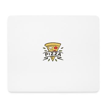 Pizza cartoon tranche et joie - Tapis de souris (format paysage) - blanc - Devant