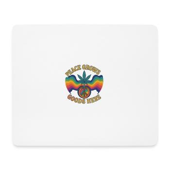 Peace Grows – Retro Hippie Design mit Hanfblatt &  - Mousepad (Querformat) - Weiß - Vorne