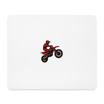 Red motocross with rider - Mouse Pad (horizontal) - white - Front