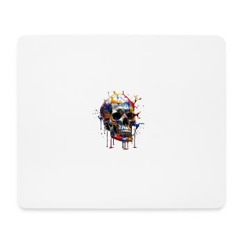 Schädel mit Spritzern bemalt - Mousepad (Querformat) - Weiß - Vorne