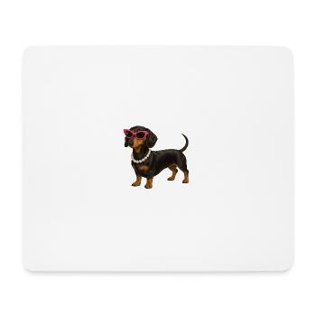 Dackel Diva Pink Sonnenbrille - Mousepad (Querformat) - Weiß - Vorne