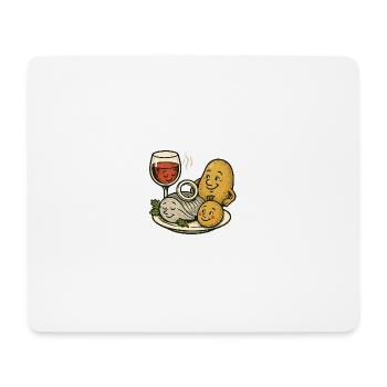 Selödka (Häring eingelegt) Wein und Pellkartoffel - Mousepad (Querformat) - Weiß - Vorne