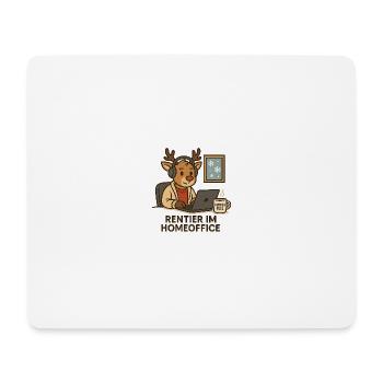 Rentier im Homeoffice - Mousepad (Querformat) - Weiß - Vorne