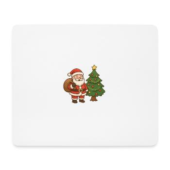 Père Noël avec illustration de sapin de Noël - Tapis de souris (format paysage) - blanc - Devant
