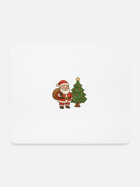 Weihnachtsmann mit Tannenbaum Illustration - Mousepad (Querformat) - Weiß
