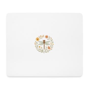 Blumiger Libellenkranz - Mousepad (Querformat) - Weiß - Vorne