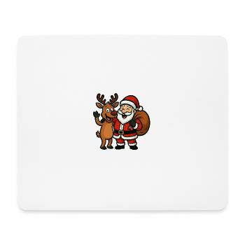 Santa Claus with Merry Reindeer - Mouse Pad (horizontal) - white - Front