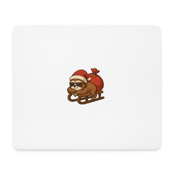 Cooles Weihnachtsfaultier auf Schlitten - Mousepad (Querformat) - Weiß - Vorne