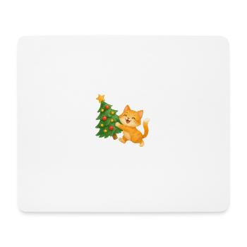 Katzenglück am Weihnachtsbaum - Mousepad (Querformat) - Weiß - Vorne