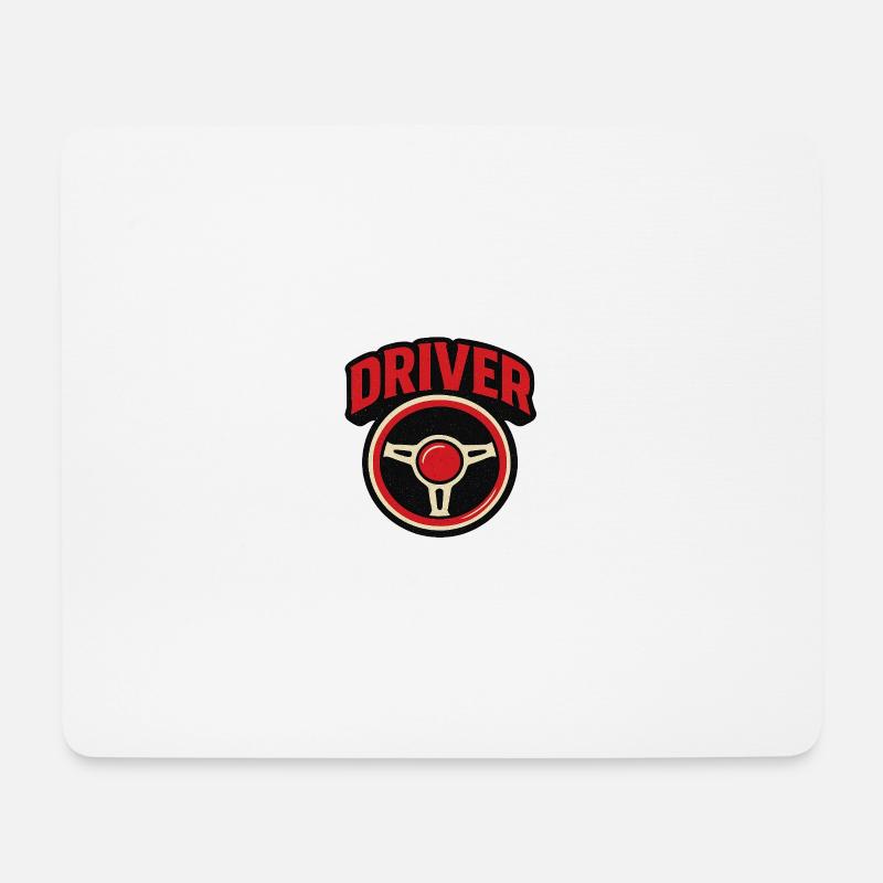 Lenkrad Emblem Retro Fahrersport - Mousepad (Querformat) - Weiß