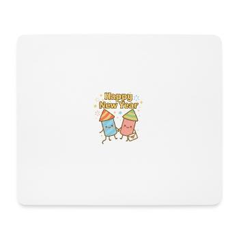 Frohes Neues Jahr Cartoon Raketen - Mousepad (Querformat) - Weiß - Vorne
