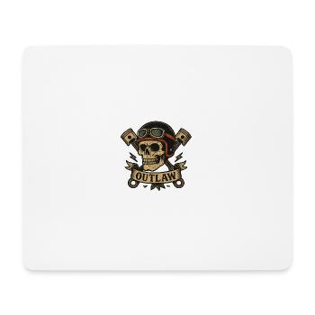 Outlaw Schädel Moto Design - Mousepad (Querformat) - Weiß - Vorne