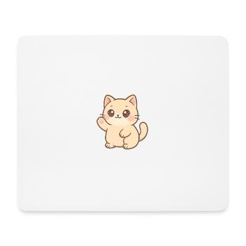 Kawaii Kitten Waving Design - Mouse Pad (horizontal) - white - Front