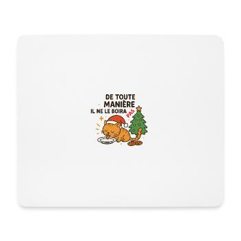 Chat festif de Noël qui refuse la boisson - Tapis de souris (format paysage) - blanc - Devant