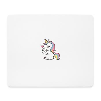 Cheeky Unicorn with Heart – Sweet Unicorn Statement - Mouse Pad (horizontal) - white - Front