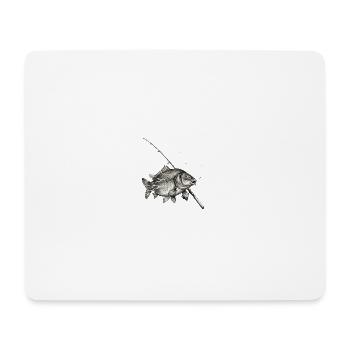 Carp Fish Rod Fishing Ink Vector - Mouse Pad (horizontal) - white - Front