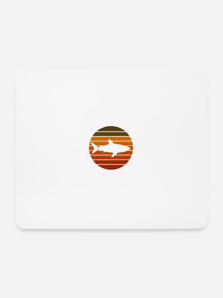Sunset Shark Silhouette - Mouse Pad (horizontal) - white