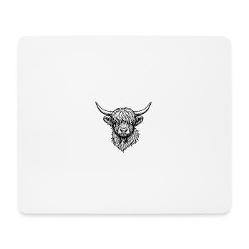 Dessin au trait Highlander monochrome - Tapis de souris (format paysage) - blanc - Devant
