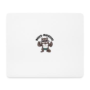 Waschbär Kraft – Muskel-Raccoon Motiv - Mousepad (Querformat) - Weiß - Vorne