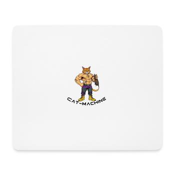 Katzenmuskelheld mit Maus - Mousepad (Querformat) - Weiß - Vorne