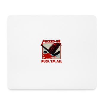 Graphique de hockey rouge sang avec un palet - Tapis de souris (format paysage) - blanc - Devant