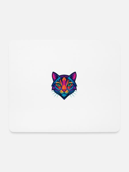 Buntes geometrisches Katzengesicht - Mousepad (Querformat) - Weiß