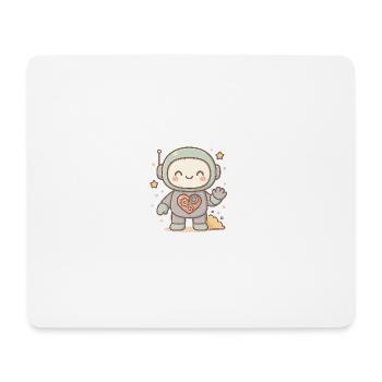 Kawaii-Roboter mit mechanischem Herzen - Mousepad (Querformat) - Weiß - Vorne