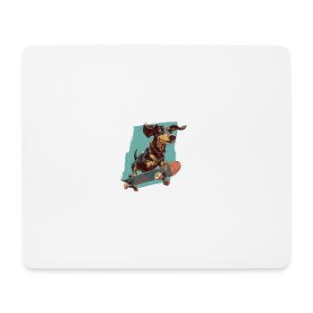 Teckel à roulettes - Tapis de souris (format paysage) - blanc - Devant