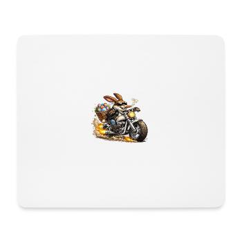 Lapin de Pâques à moto - Tapis de souris (format paysage) - blanc - Devant